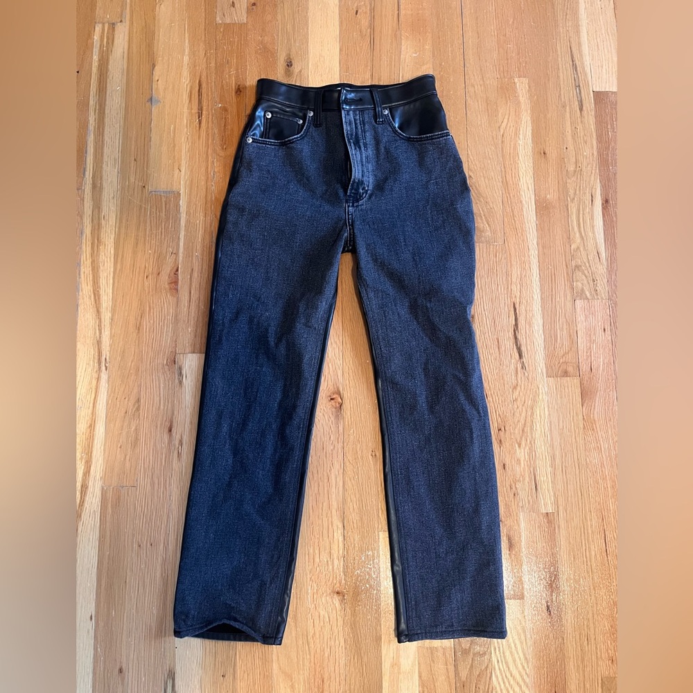 Abercrombie Ankle-Straight jeans with leather detailing on back and pockets